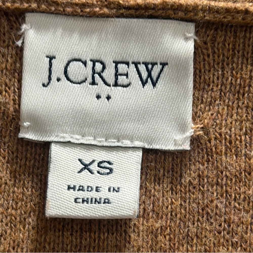J. Crew XS Chelsea sweater blazer Tan camel Open-Front Cardigan 100% cotton knit - Picture 7 of 14